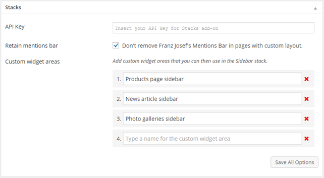 The new feature to create custom widget areas for use in the Sidebar stack.
