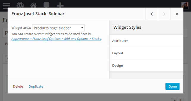 You can then specify those custom widget areas to be used in the Sidebar stack
